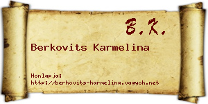 Berkovits Karmelina névjegykártya